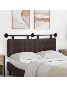 Testiera sospesa Con luce LED Marrone Scuro Tessuto