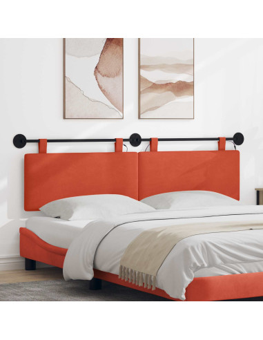 Testiera sospesa Con luce LED Rosso Arancio Tessuto in Cords