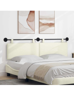Testiera sospesa Con luce LED Crema Tessuto in Cords