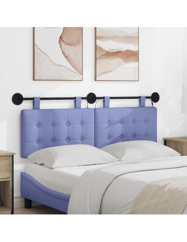 Testiera sospesa Con luce LED Blu jeans Tessuto