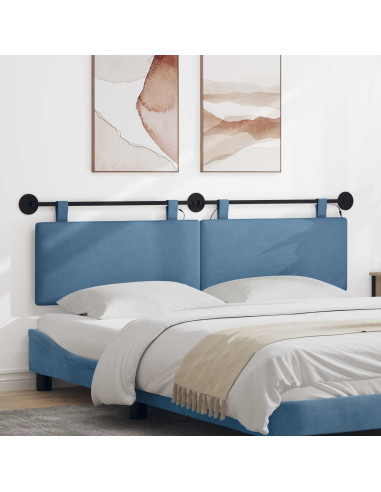 Testiera sospesa Con luce LED Blu Tessuto in Cords