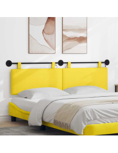Testiera sospesa Con luce LED Giallo Chiaro Tessuto in Cords