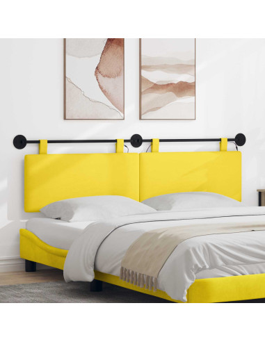 Testiera sospesa Con luce LED Giallo Chiaro Tessuto in Cords