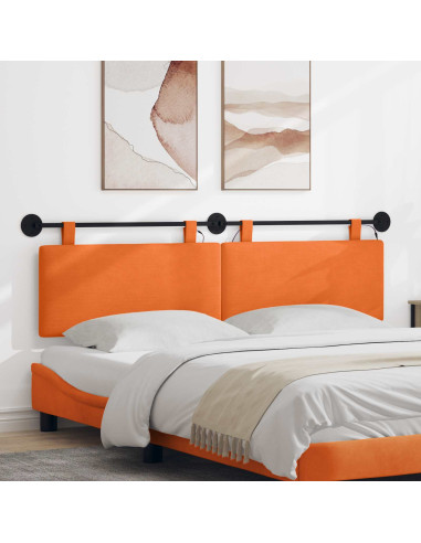 Testiera sospesa Con luce LED Arancione Tessuto in Cords
