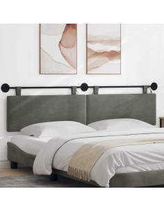Testiera sospesa Con luce LED Grigio Chiaro Tessuto in Cords