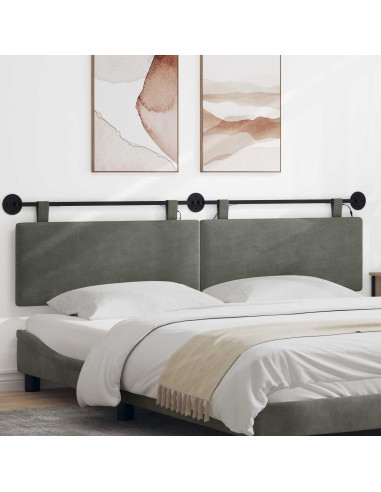 Testiera sospesa Con luce LED Grigio Chiaro Tessuto in Cords