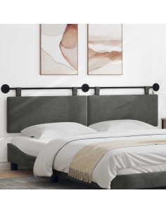 Testiera sospesa Con luce LED Grigio Scuro Tessuto in Cords