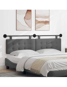 Testiera sospesa Con luce LED Grigio Scuro Tessuto