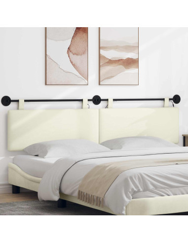 Testiera sospesa Con luce LED Crema Tessuto in Cords