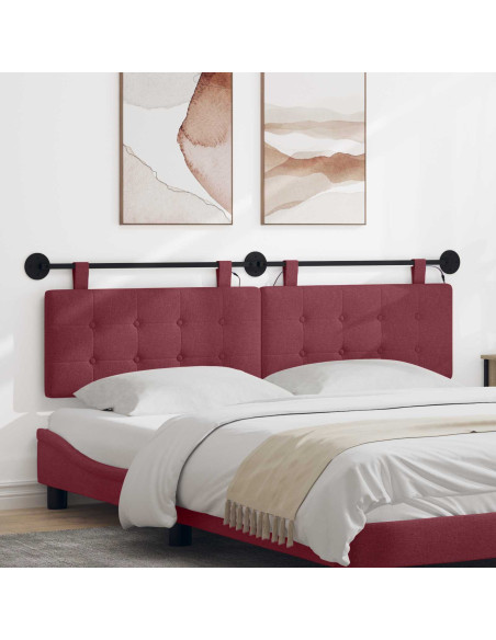 Testiera sospesa Con luce LED Rosso Vino Tessuto