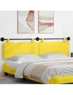 Testiera sospesa Con luce LED Giallo Chiaro Tessuto in Cords