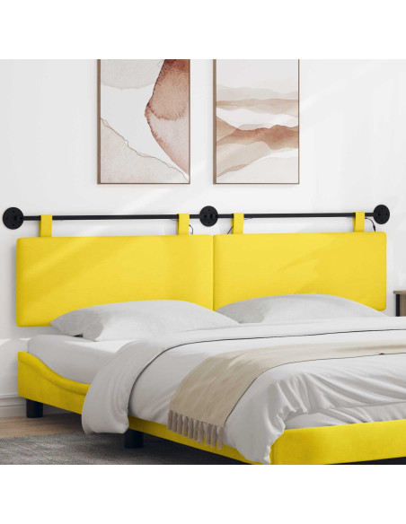 Testiera sospesa Con luce LED Giallo Chiaro Tessuto in Cords