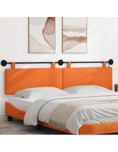 Testiera sospesa Con luce LED Arancione Tessuto in Cords