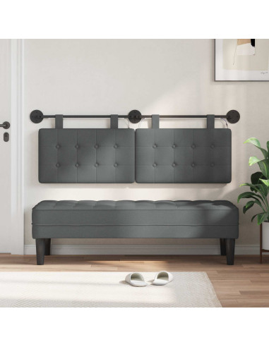 Testiera sospesa Con luce LED Grigio Scuro Tessuto