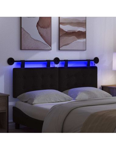 Testiera sospesa Con luce LED Nero Tessuto