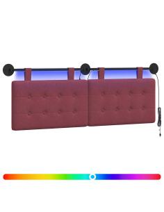 Testiera sospesa Con luce LED Rosso Vino Tessuto 2