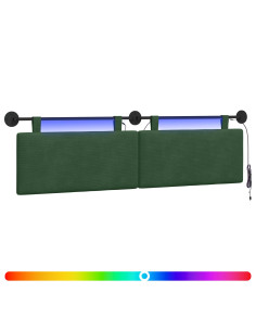 Testiera sospesa Con luce LED Verde Giungla Tessuto in Cords 2