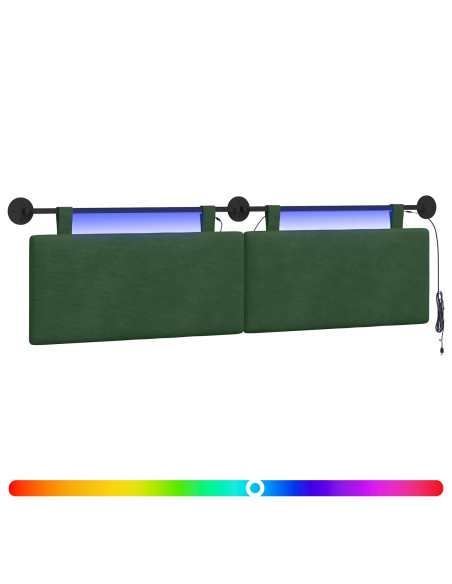 Testiera sospesa Con luce LED Verde Giungla Tessuto in Cords