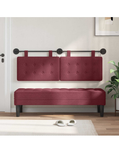Testiera sospesa Con luce LED Rosso Vino Tessuto
