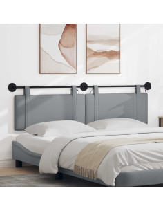 Testiera sospesa Con luce LED Grigio Chiaro Tessuto