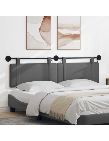 Testiera sospesa Con luce LED Grigio Scuro Tessuto