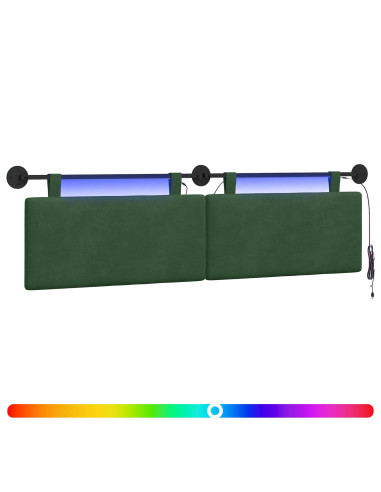 Testiera sospesa Con luce LED Verde Giungla Tessuto in Cords