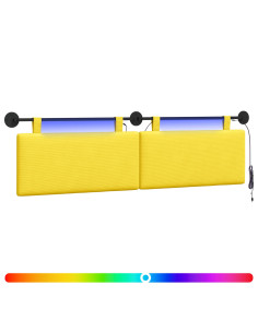 Testiera sospesa Con luce LED Giallo Chiaro Tessuto in Cords 2