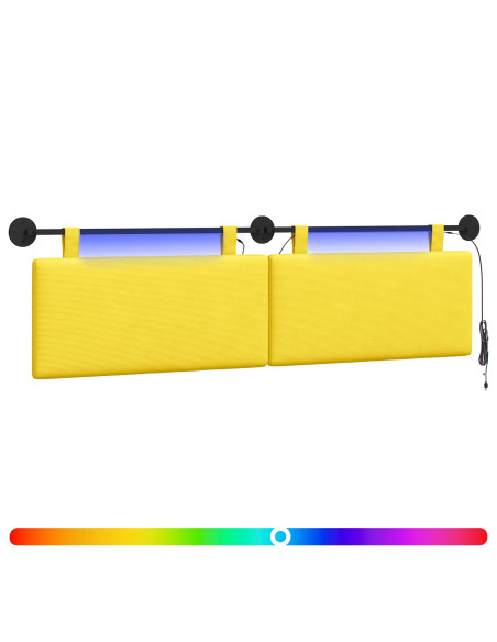 Testiera sospesa Con luce LED Giallo Chiaro Tessuto in Cords