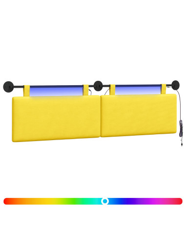 Testiera sospesa Con luce LED Giallo Chiaro Tessuto in Cords