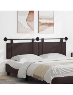 Testiera sospesa Con luce LED Marrone Scuro Tessuto