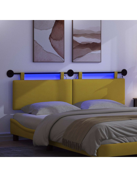 Testiera sospesa Con luce LED Giallo Chiaro Tessuto in Cords