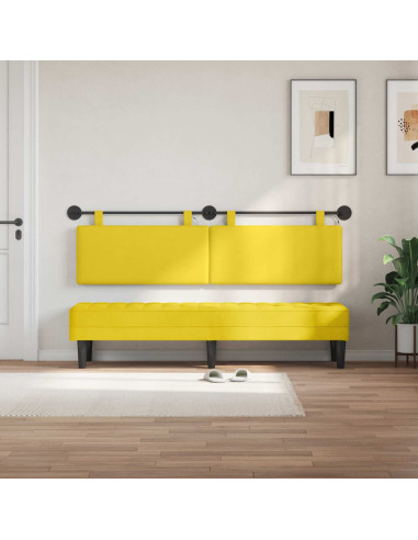Testiera sospesa Con luce LED Giallo Chiaro Tessuto in Cords
