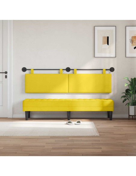 Testiera sospesa Con luce LED Giallo Chiaro Tessuto in Cords