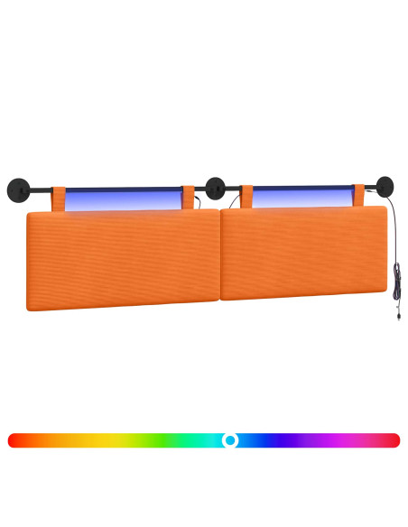 Testiera sospesa Con luce LED Arancione Tessuto in Cords