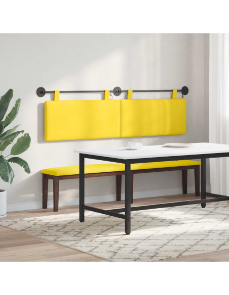 Testiera sospesa Con luce LED Giallo Chiaro Tessuto in Cords