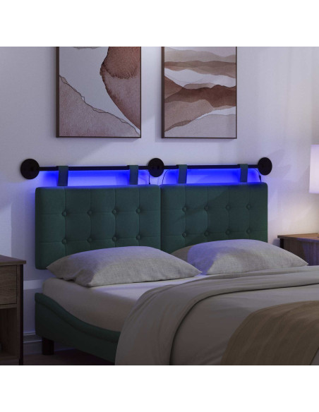 Testiera sospesa Con luce LED Verde Scuro Tessuto