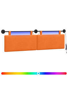 Testiera sospesa Con luce LED Arancione Tessuto in Cords 2