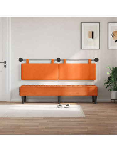 Testiera sospesa Con luce LED Arancione Tessuto in Cords