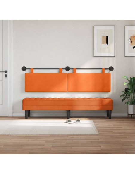 Testiera sospesa Con luce LED Arancione Tessuto in Cords
