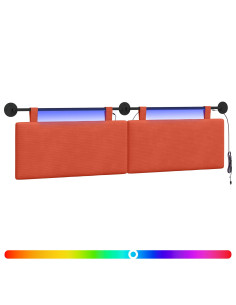 Testiera sospesa Con luce LED Rosso Arancio Tessuto in Cords 2