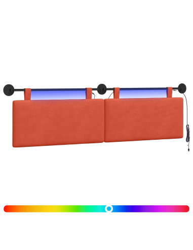 Testiera sospesa Con luce LED Rosso Arancio Tessuto in Cords