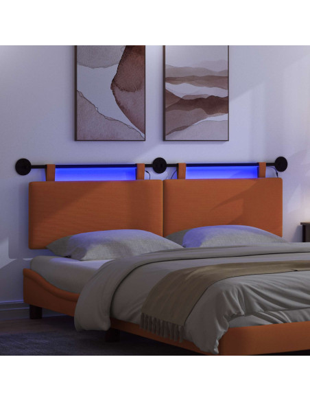 Testiera sospesa Con luce LED Arancione Tessuto in Cords