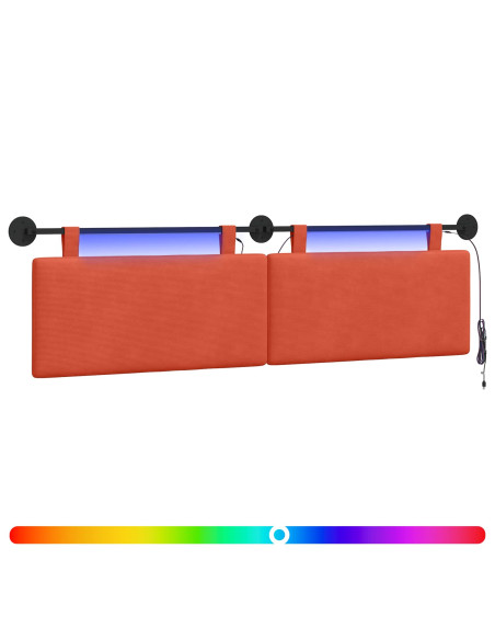 Testiera sospesa Con luce LED Rosso Arancio Tessuto in Cords