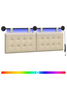 Testiera sospesa Con luce LED Crema Tessuto 2