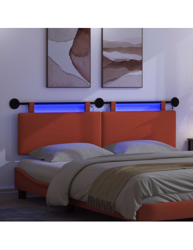 Testiera sospesa Con luce LED Rosso Arancio Tessuto in Cords