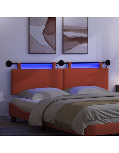 Testiera sospesa Con luce LED Rosso Arancio Tessuto in Cords