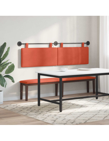 Testiera sospesa Con luce LED Rosso Arancio Tessuto in Cords