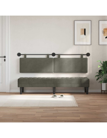 Testiera sospesa Con luce LED Grigio Chiaro Tessuto in Cords