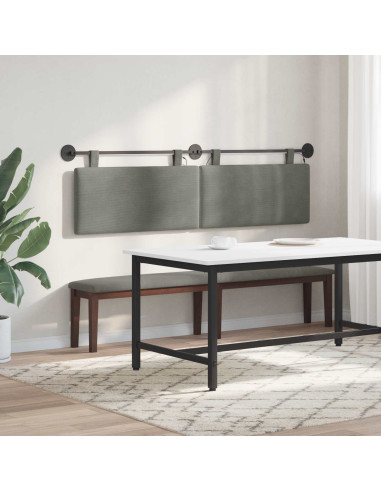 Testiera sospesa Con luce LED Grigio Chiaro Tessuto in Cords