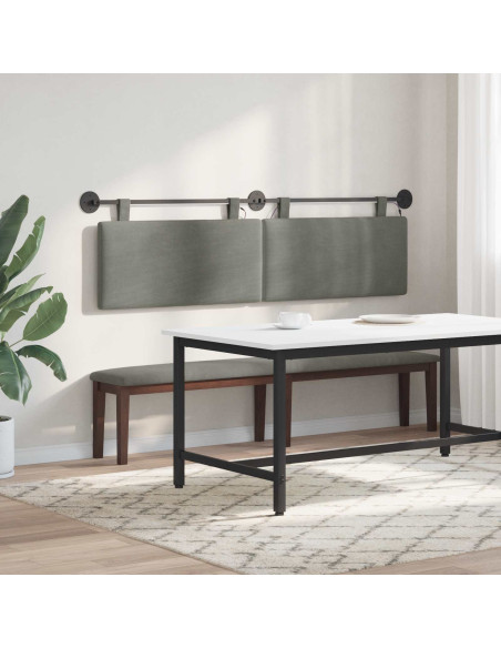 Testiera sospesa Con luce LED Grigio Chiaro Tessuto in Cords